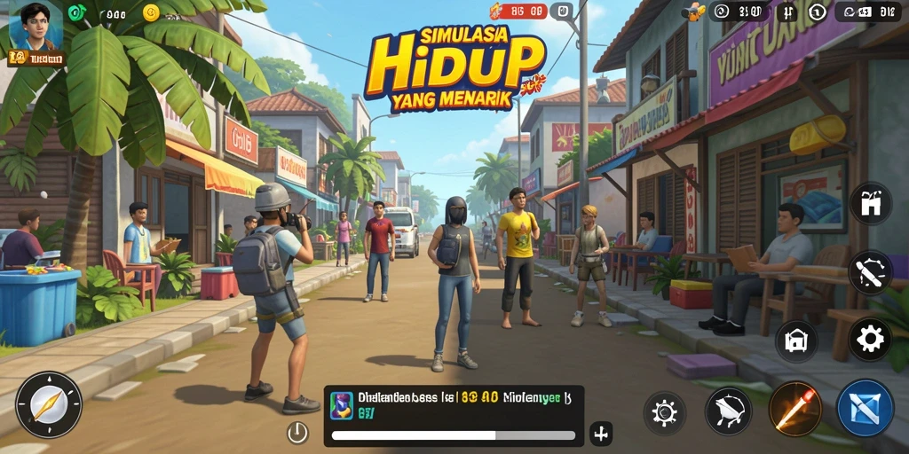 Screenshot gameplay 8ID yang menunjukkan interaksi karakter dalam simulasi.