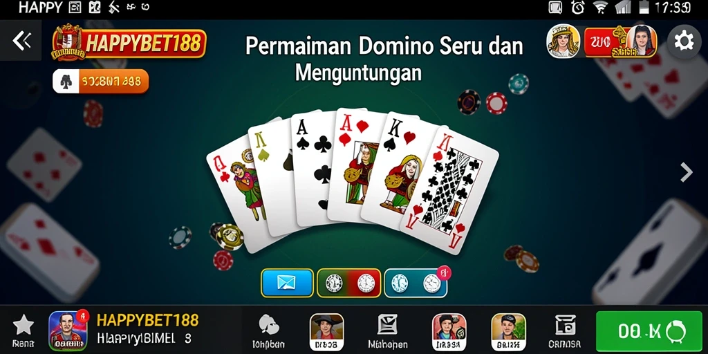 Screenshot gameplay Domino di HAPPYBET188 yang seru dan interaktif.