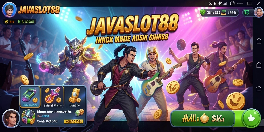 Tampilan gameplay JAVASLOT88 dengan berbagai tantangan musik.