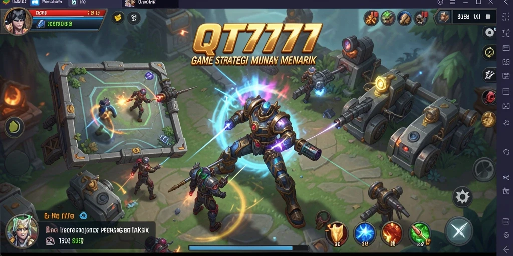 Screenshot utama QT777 menampilkan pertempuran strategis yang menegangkan.