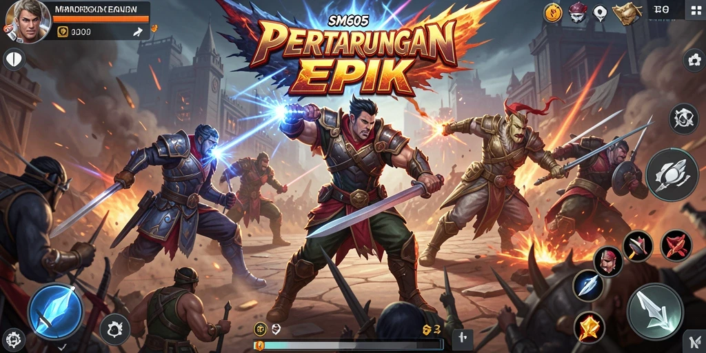 Pemandangan gameplay SM605 yang mendebarkan dalam pertarungan Fighting.