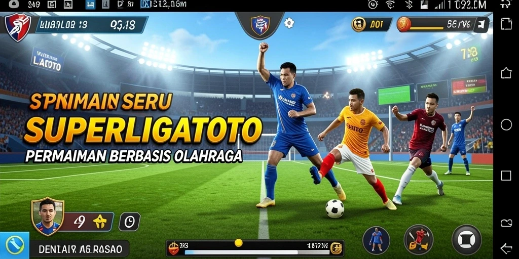 Tampilan gameplay seru dalam SUPERLIGATOTO dengan aksi olahraga yang mendebarkan.